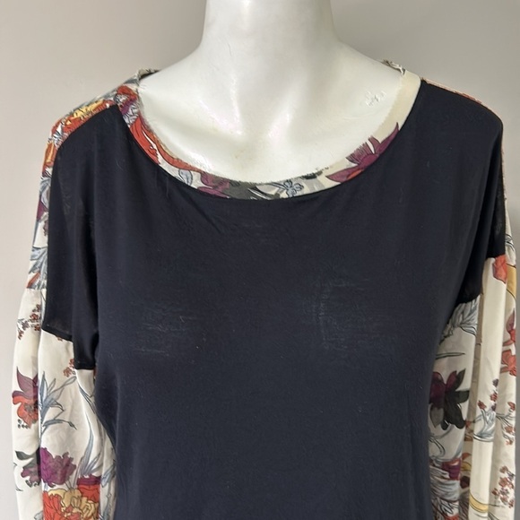 Anthropologie Tiny Raye Balloon Sleeve Mixed Media Blouse Black Size Small - Picture 6 of 16